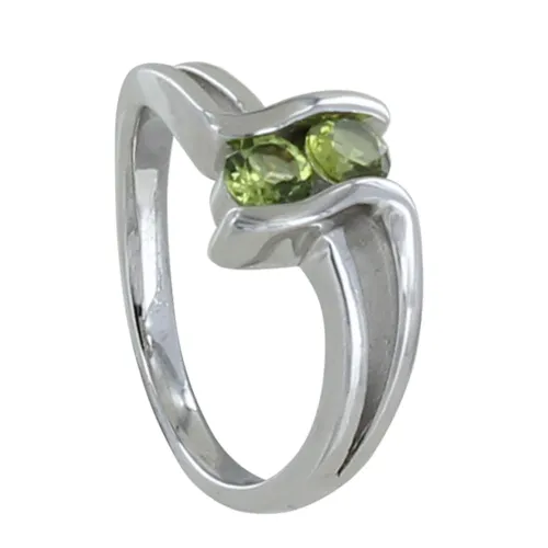 Bague Argent 925 Rhodié Double Péridot - taille 53 - LES POULETTES BIJOUX - Modalova