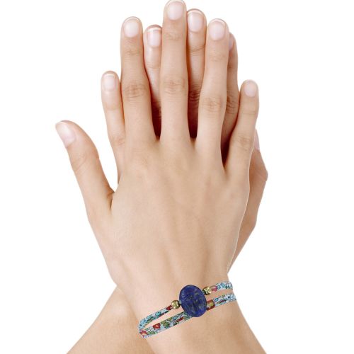 Bracelet Double Tour Lien liberty Talisman Scarabée en Lapis La - LES POULETTES BIJOUX - Modalova
