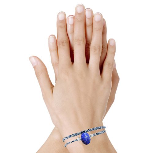 Bracelet Double Tour Lien liberty Talisman Scarabée Lapis Lazul - LES POULETTES BIJOUX - Modalova