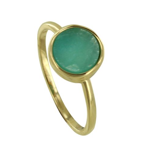 Bague Plaqué Or et Amazonite Ronde - taille 50 - LES POULETTES BIJOUX - Modalova