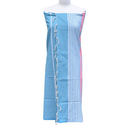 BIJOUX Fouta Drap Plage et Hammam Coton Bande Rose Fluo et P - LES POULETTES - Modalova