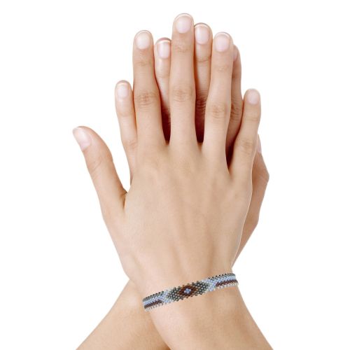 Bracelet Losanges Perles et Lien Tréssé Beige - LES POULETTES BIJOUX - Modalova