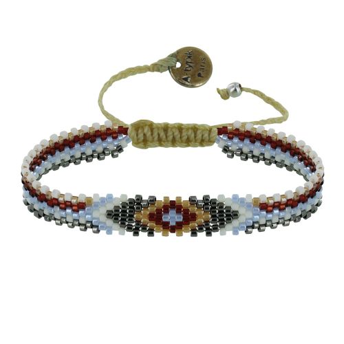 Bracelet Losanges Perles et Lien Tréssé Beige - LES POULETTES BIJOUX - Modalova