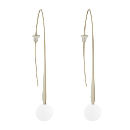 Boucles d'Oreilles Crochet Plat Métal Doré et Perles Céramique - LES POULETTES BIJOUX - Modalova