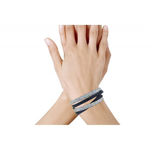 Bracelet Cuir Deux Lanières et Paillettes Fermoir Acier Inoxyda - LES POULETTES BIJOUX - Modalova