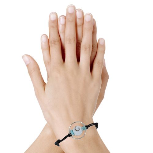 Bracelet Lien Cercle Argent Pépites de Larimar et Oeil de Ste L - LES POULETTES BIJOUX - Modalova