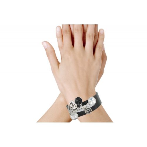 Bracelet Cuir Noir Cristal Multi Breloques et Coton - Classics - LES POULETTES BIJOUX - Modalova