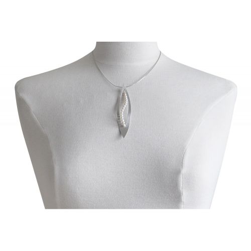 Collier 925 Feuille Ajourée et Perles Blanches - Grand - LES POULETTES BIJOUX - Modalova