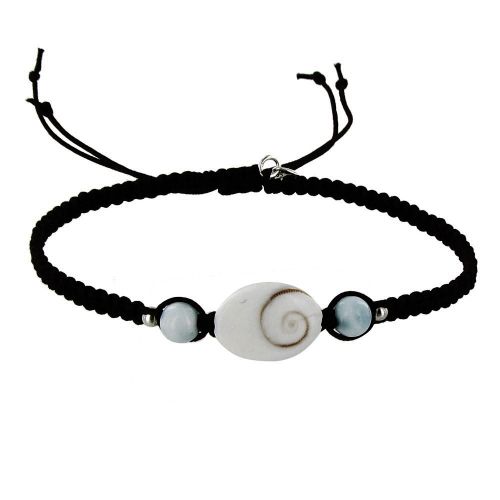 Bracelet Lien Tréssé Oeil de Ste Lucie et Perles de Larimar - N - LES POULETTES BIJOUX - Modalova