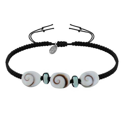 Bracelet Lien Tréssé Pavés de Larimar et Trois Oeil de Ste Lucie - LES POULETTES BIJOUX - Modalova