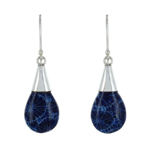 Boucles d'Oreilles Argent Petite Goutte Bombée Coquillage Teint - LES POULETTES BIJOUX - Modalova