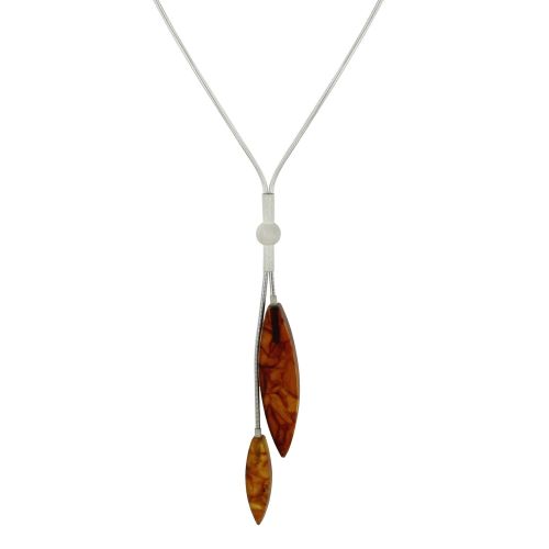 Collier Cravate Chaine Serpent Argent Deux Calissons d'Ambre Ma - LES POULETTES BIJOUX - Modalova