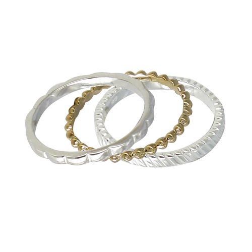 Set 3 Bagues Anneau de Vagues 925, Billes Plaqué Or et Z - LES POULETTES BIJOUX - Modalova
