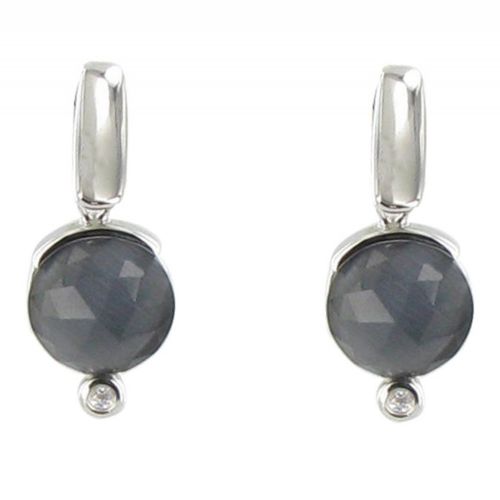 Boucles d'Oreilles Argent Joyau Oeil de Chat et Strass - Classi - LES POULETTES BIJOUX - Modalova