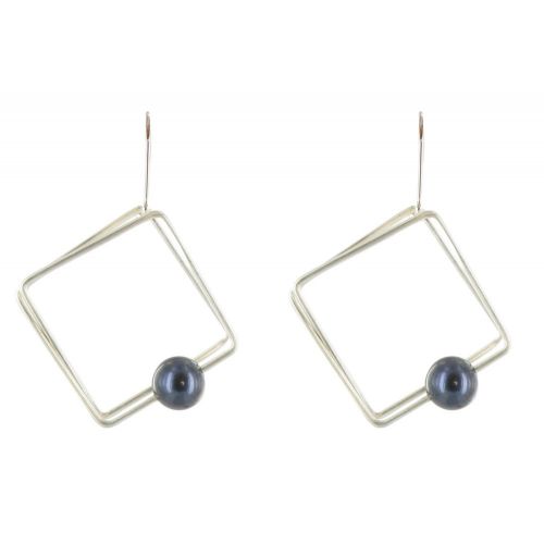 Boucles d'oreilles en Argent 925 Carré et sa Perle - Classics - LES POULETTES BIJOUX - Modalova