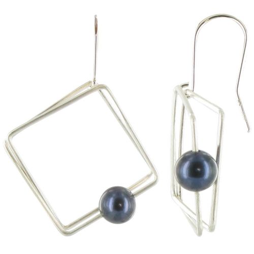 Boucles d'oreilles en Argent 925 Carré et sa Perle - Classics - LES POULETTES BIJOUX - Modalova