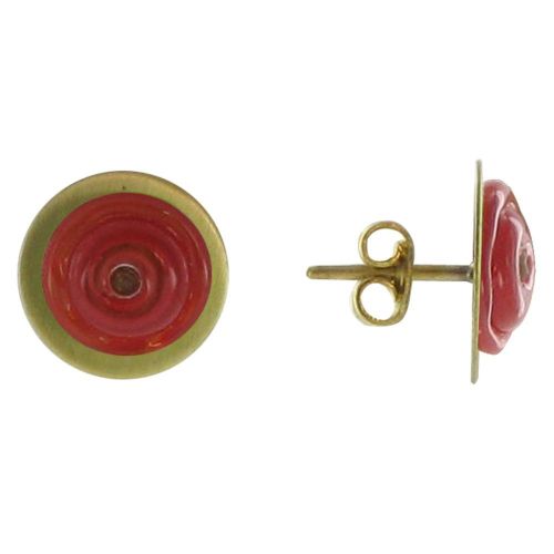 Boucles d'Oreilles Puces Disque en Laiton et Pâte de Verre - Cl - LES POULETTES BIJOUX - Modalova