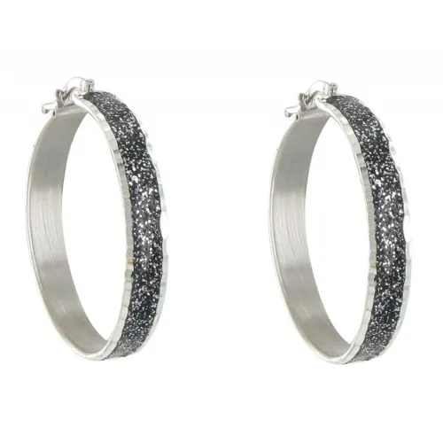 Boucles d'Oreilles Argent 925 Créoles Paillettes - Classics - N - LES POULETTES BIJOUX - Modalova