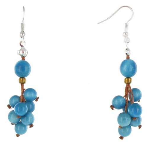 Boucles d'Oreilles Bouquet de Perles de Tagua - Classics - Turq - LES POULETTES BIJOUX - Modalova