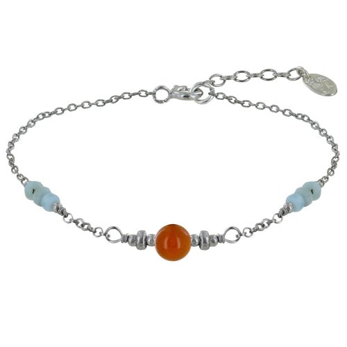 Bracelet Argent Une Perle de Cornaline Six Petites Perles de La - LES POULETTES BIJOUX - Modalova