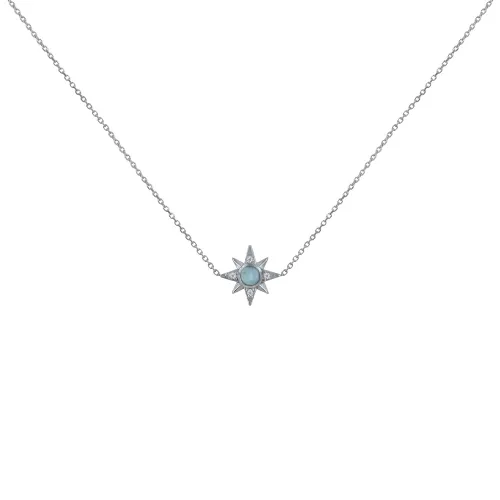 Collier Argent 925 Etoile Polaire et Demi Perle de Larimar - LES POULETTES BIJOUX - Modalova