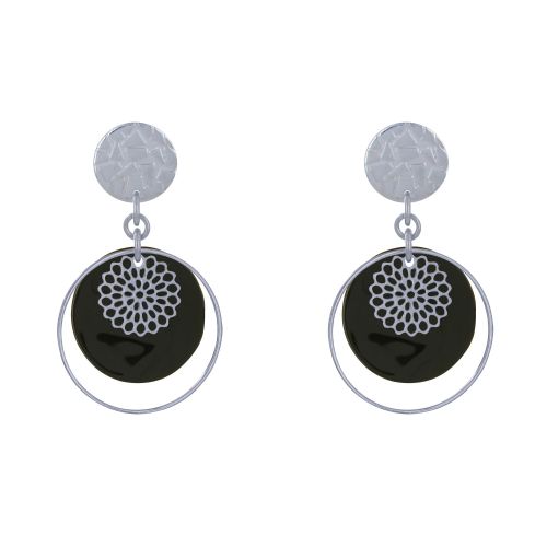 Boucles d'Oreilles Clous Métal Argenté Cercle et Pastille de Na - LES POULETTES BIJOUX - Modalova
