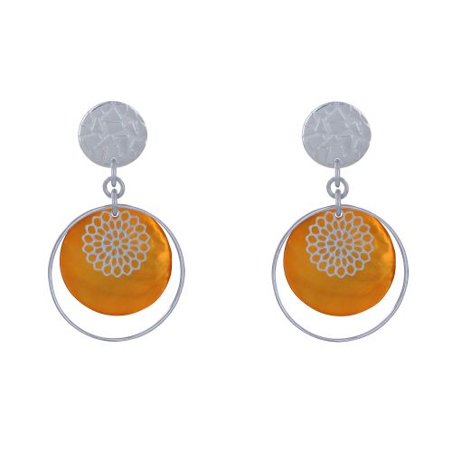 Boucles d'Oreilles Clous Métal Argenté Cercle et Pastille de Na - LES POULETTES BIJOUX - Modalova