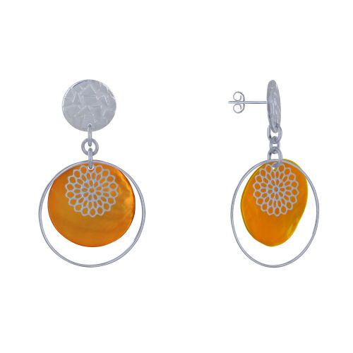 Boucles d'Oreilles Clous Métal Argenté Cercle et Pastille de Na - LES POULETTES BIJOUX - Modalova