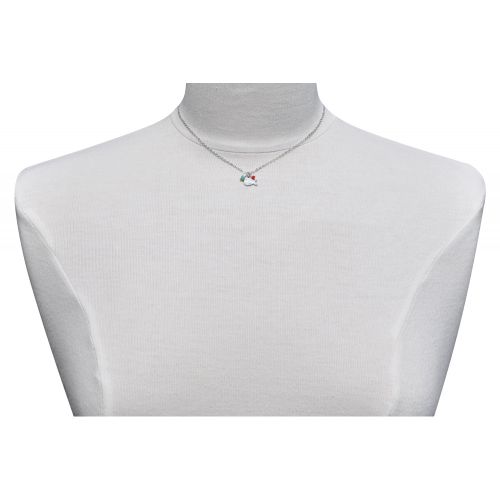 Collier Petit Poisson Deux Perles Facettées Rouge et Tur - LES POULETTES BIJOUX - Modalova