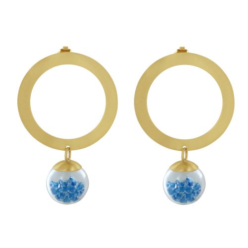 Boucles d'Oreilles Anneau Laiton Bulle Pâte de Verre et Perles - LES POULETTES BIJOUX - Modalova