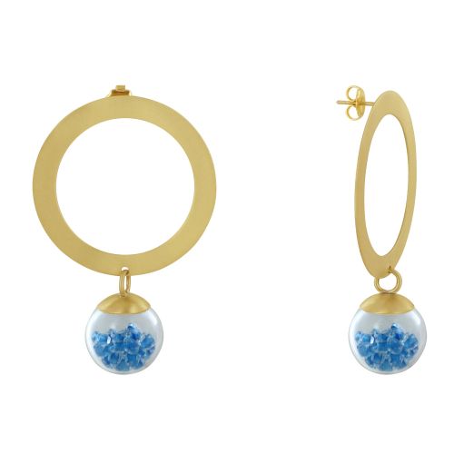 Boucles d'Oreilles Anneau Laiton Bulle Pâte de Verre et Perles - LES POULETTES BIJOUX - Modalova
