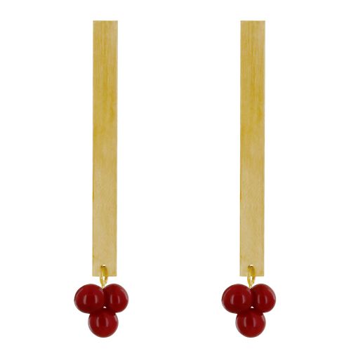 Boucles d'Oreilles Clous Laiton Rectangle Plat et Bouquet de Pe - LES POULETTES BIJOUX - Modalova