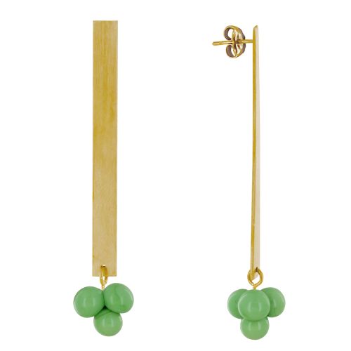 Boucles d'Oreilles Clous Laiton Rectangle Plat et Bouquet de Pe - LES POULETTES BIJOUX - Modalova