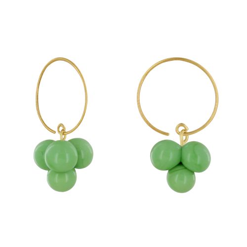 Boucles d'Oreilles Créoles Laiton et Bouquet de Perles de Verre - LES POULETTES BIJOUX - Modalova