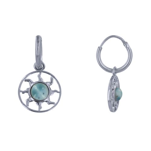 Boucles d'Oreilles Argent Mini Créoles Médaille Ronde Soleil Aj - LES POULETTES BIJOUX - Modalova