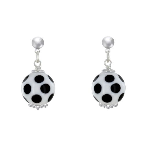 Boucles d'Oreilles Clous Métal Argenté Perles en Céramique à Po - LES POULETTES BIJOUX - Modalova