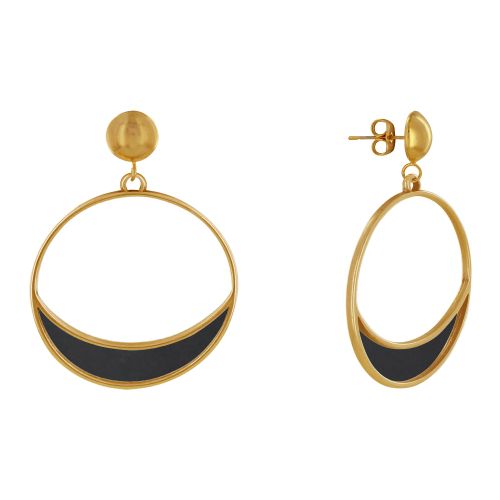 Boucles d'Oreilles Clous Métal Doré Cercle et Croissant de Lune - LES POULETTES BIJOUX - Modalova