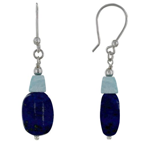 Boucles d'Oreilles Argent 925 Galet de Lapis Lazuli et Pépite d - LES POULETTES BIJOUX - Modalova