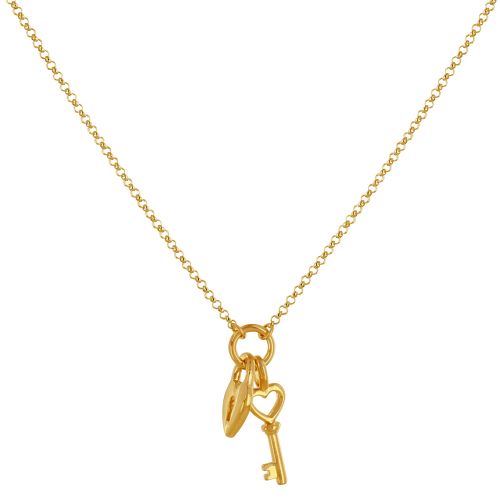 Collier Plaqué Breloques Cadenas Coeur et Clé - LES POULETTES BIJOUX - Modalova