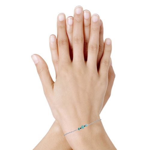 Bracelet Chaine Argent 925 Rhodié Trois Perles de Larimar et De - LES POULETTES BIJOUX - Modalova