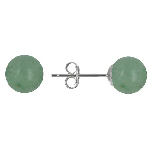 Boucles d'Oreilles Clou Argent Rhodié et Perles d'Aventurine 8 mm - LES POULETTES BIJOUX - Modalova