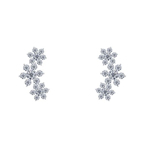 Boucles d'Oreilles Clous 925 Trois Fleurs et Oxyde Blanc - LES POULETTES BIJOUX - Modalova