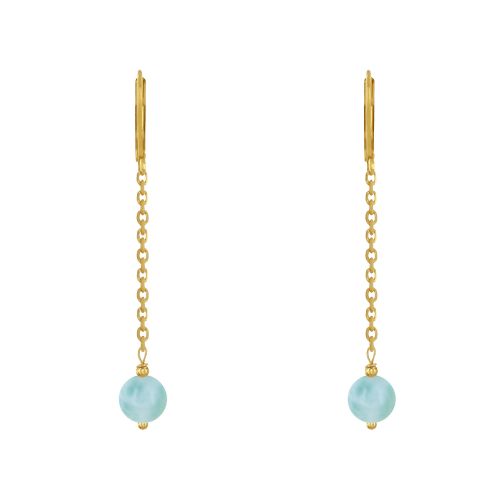 Boucles d'Oreilles Plaqué Or Dormeuse Chainette et Perle de Lar - LES POULETTES BIJOUX - Modalova