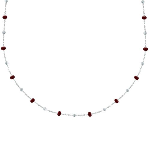 Collier Argent 925 Perles Émaillées et Perles Argent - Rouge - LES POULETTES BIJOUX - Modalova