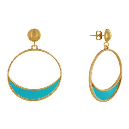 Boucles d'Oreilles Clous Métal Doré Cercle et Croissant de Lune - LES POULETTES BIJOUX - Modalova