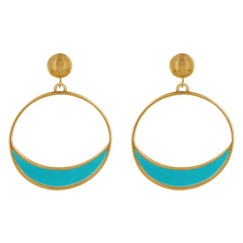 Boucles d'Oreilles Clous Métal Doré Cercle et Croissant de Lune - LES POULETTES BIJOUX - Modalova