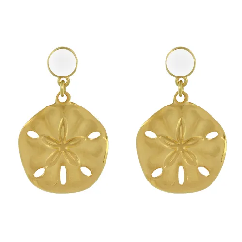 Boucles d'Oreilles Laiton Doré Rond Coloré et Dollar des Sables - LES POULETTES BIJOUX - Modalova