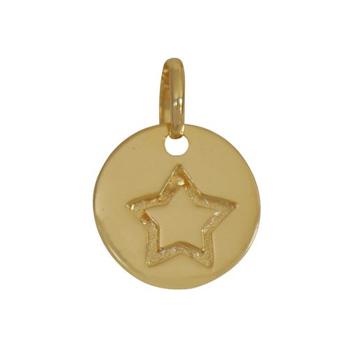 Pendentif Plaqué Mini Médaille Ronde Etoile Gravée - LES POULETTES BIJOUX - Modalova