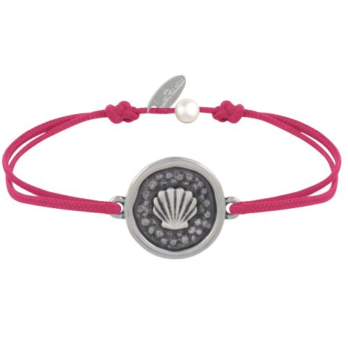 Bracelet Lien Médaille Ronde Laiton Argenté Coquillage - LES POULETTES BIJOUX - Modalova