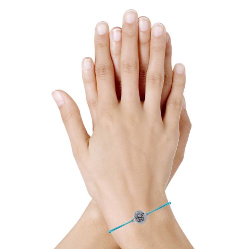 Bracelet Lien Médaille Ronde Martelée Laiton Argenté Ange Rapha - LES POULETTES BIJOUX - Modalova